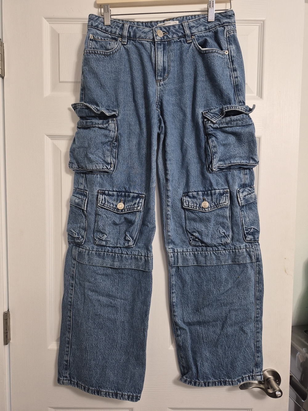 Garage Blue Denim Jeans with Branded Button